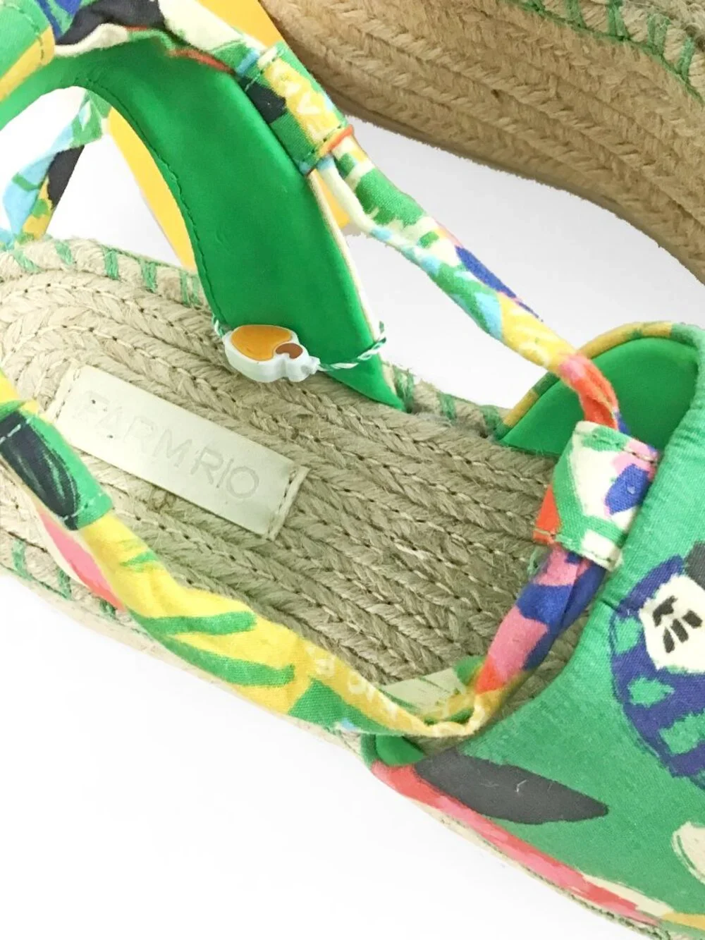 FARM RIO Green Forest Birds Espadrille Platform Sandals